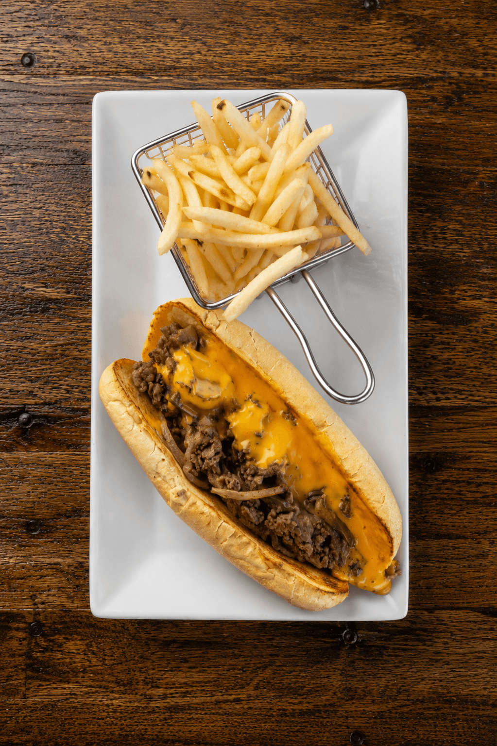Philly cheesesteak with fries