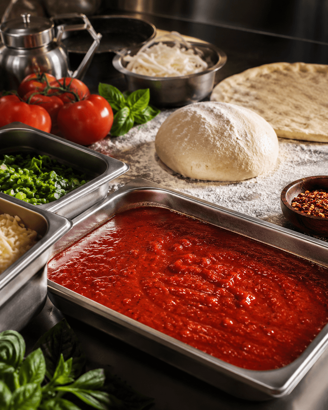 Scratch-made pizza prep